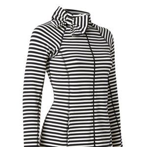 Kate Spade & Beyond Yoga Black & White Striped Jacket with Signature Bow